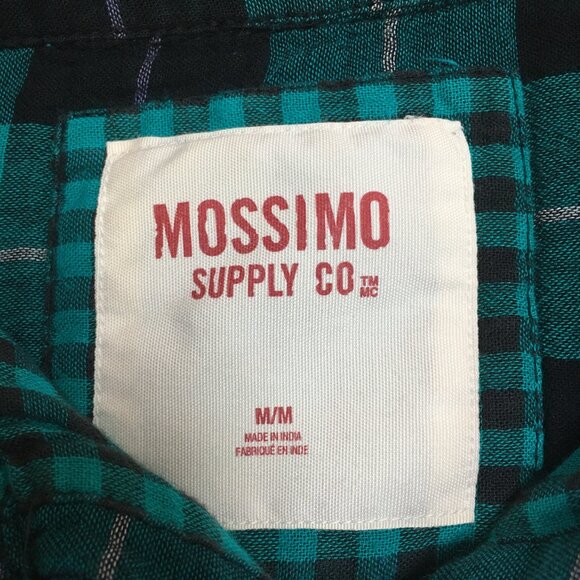 EUC Mossimo Supply Co. Turquoise and Black Plaid Button-Down Shirt - Picture 3 of 3